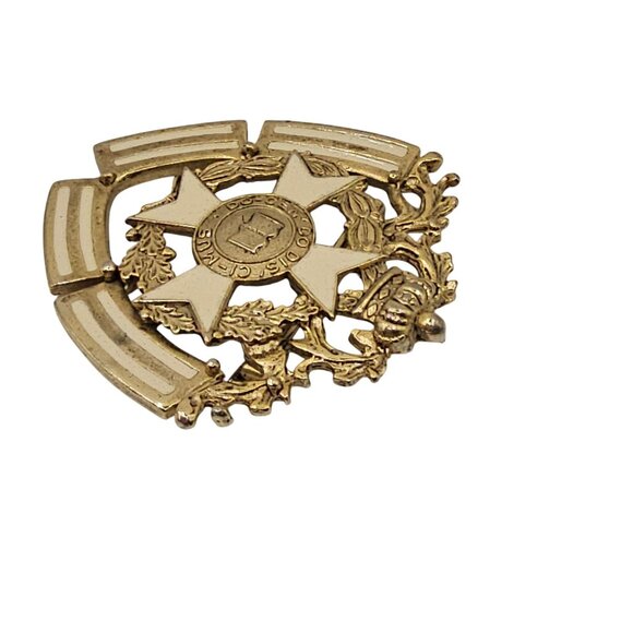 VTG Brooch Pin Masonic Lodge Do Cen' D Co-Mus Gold Tone Crest Cross Shield - Picture 5 of 14